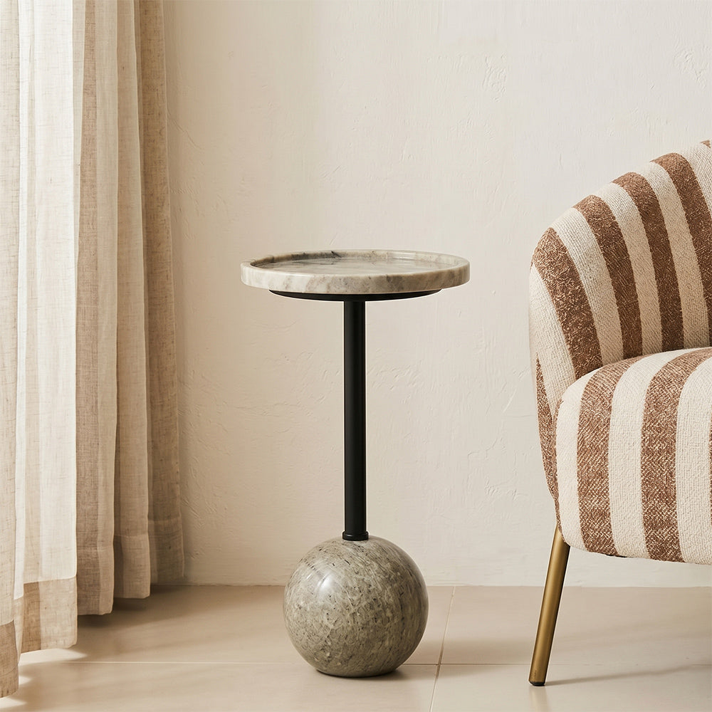 Drake Marble Side Table with Metal