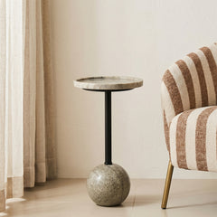 Drake Marble Side Table with Metal