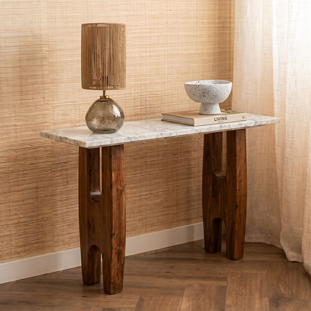 Elley Marble Console Table with Wood