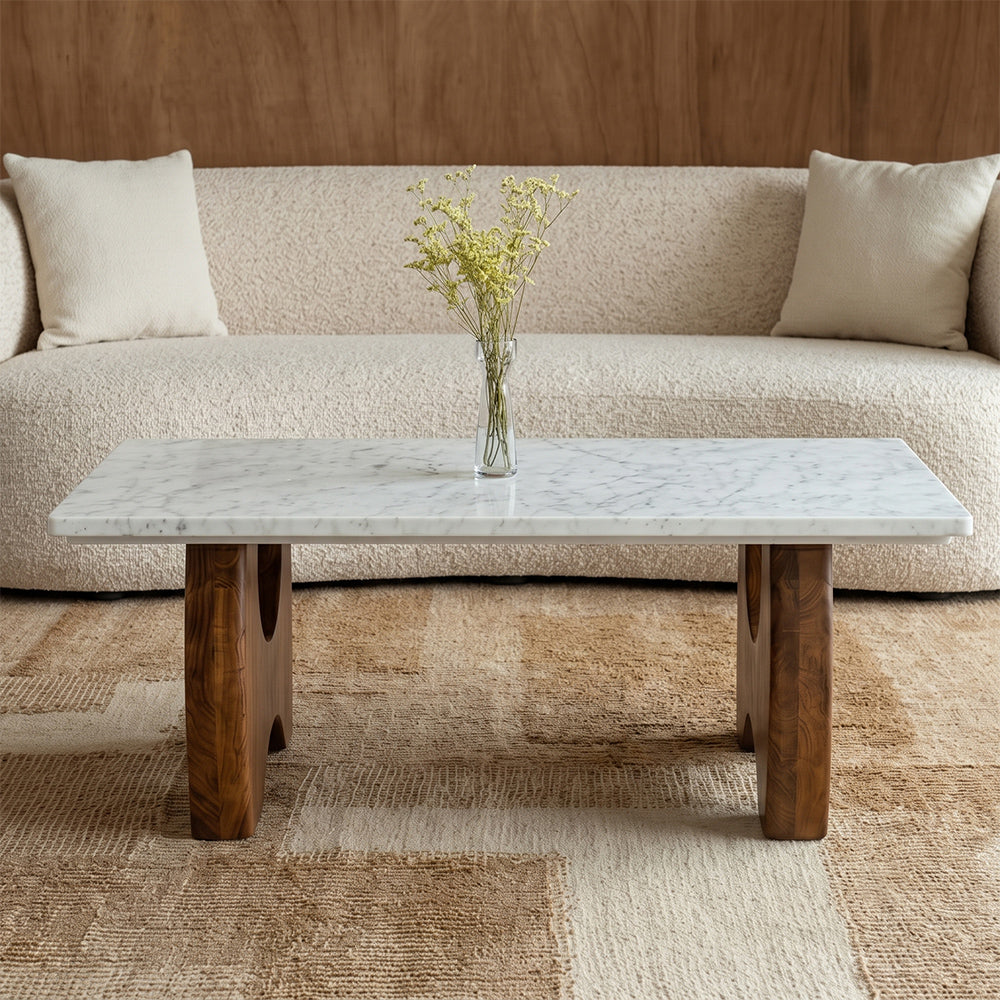 Flume Marble Coffee Table with Wood