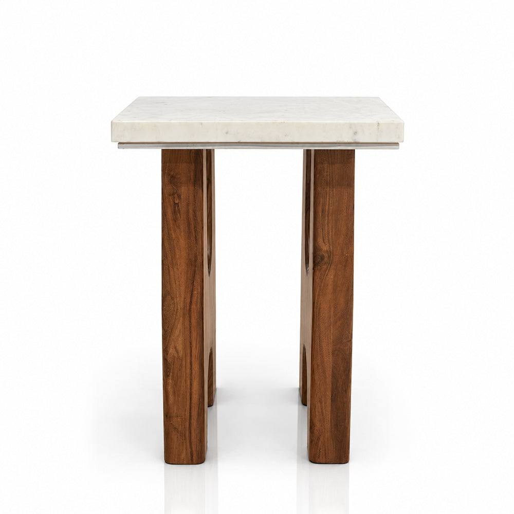 Joji Marble Side Table with Wood