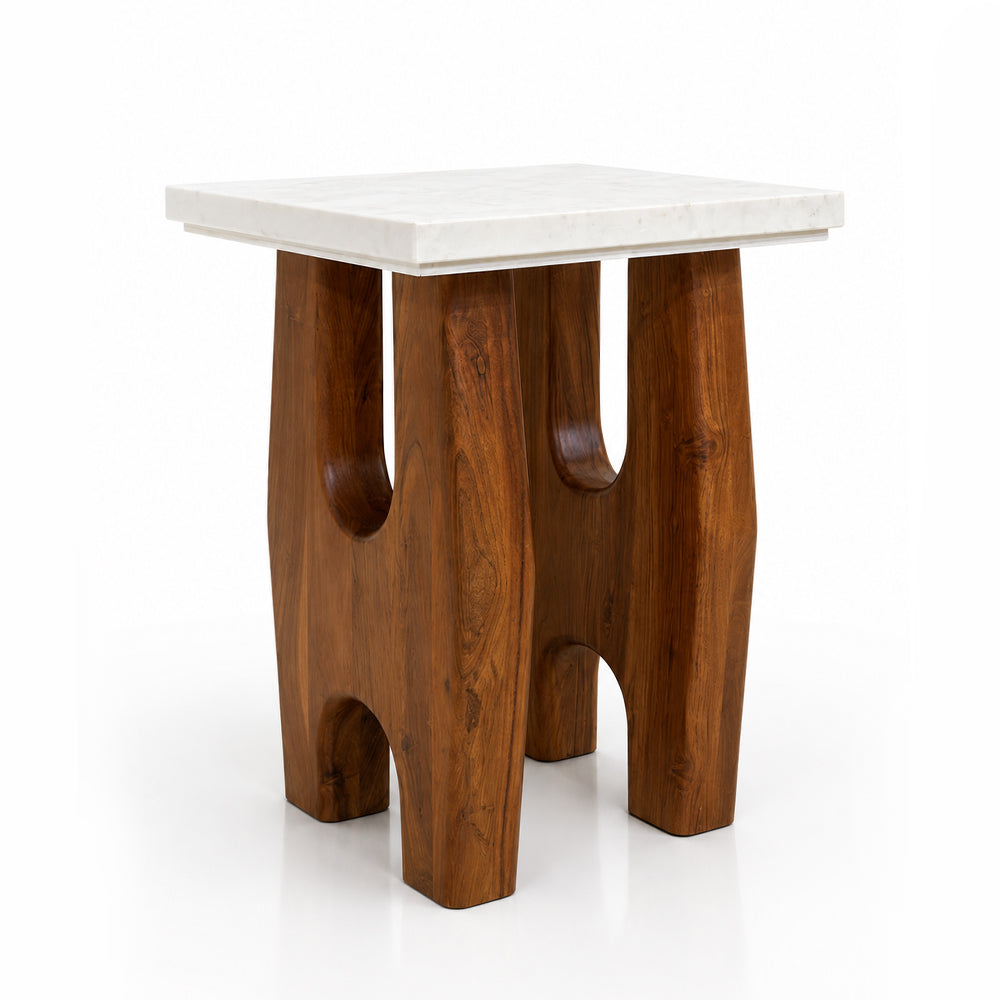 Joji Marble Side Table with Wood