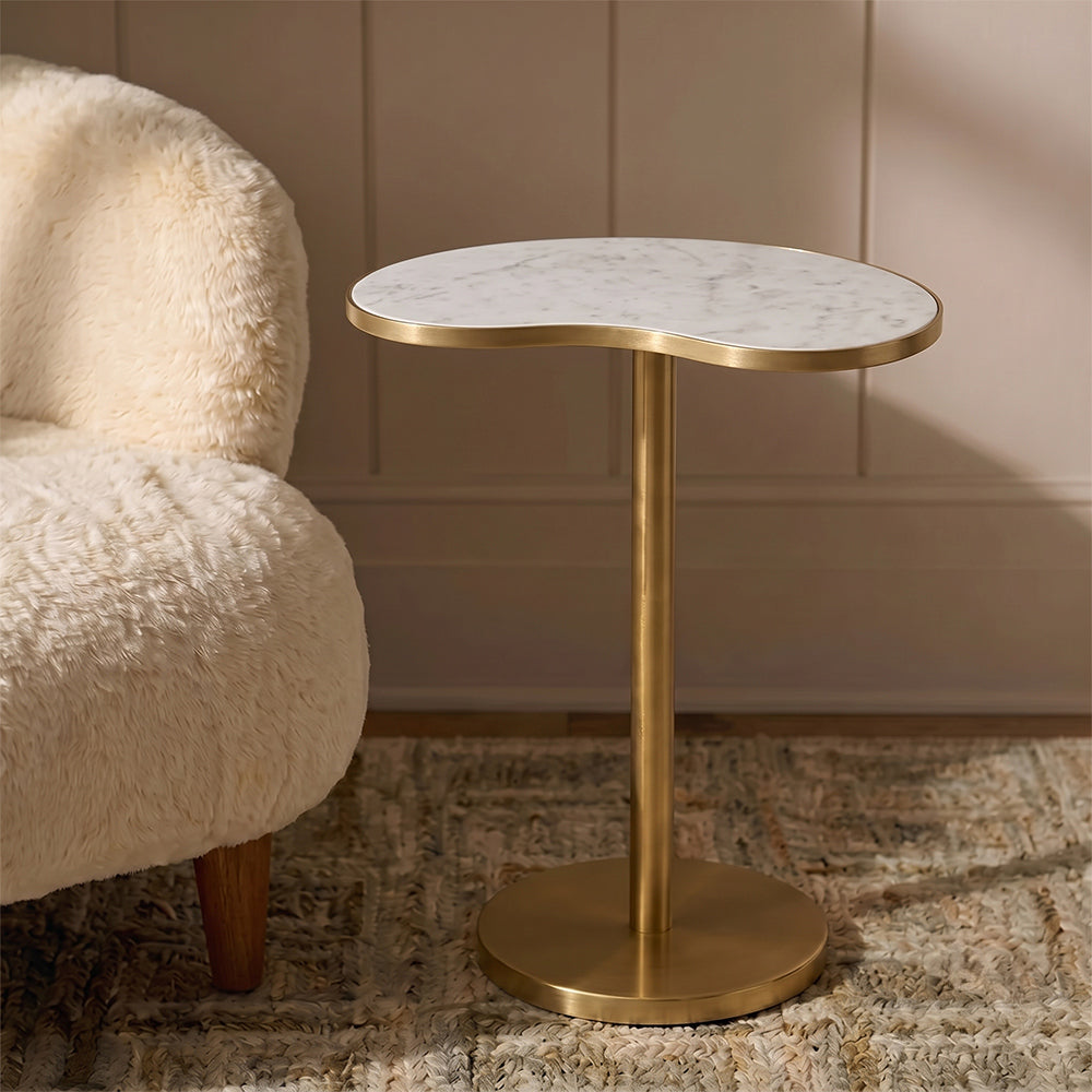 Nelly Metal Side Table with Marble