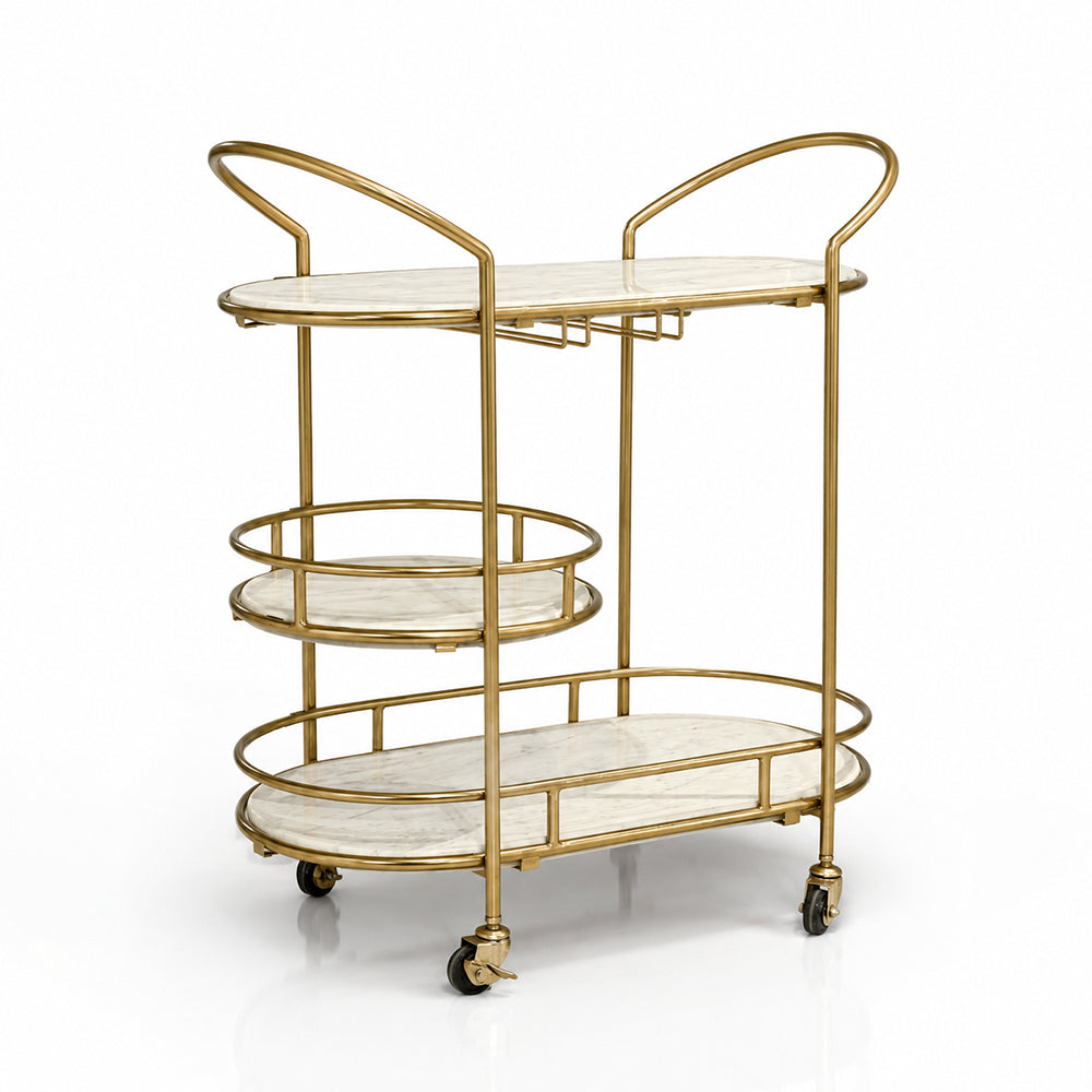 Winona Marble Serving Trolley with Metal