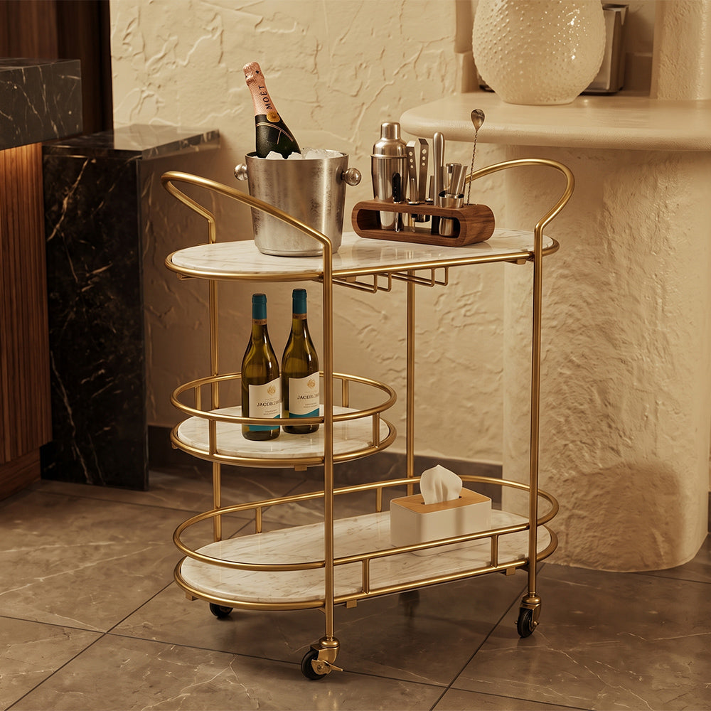 Winona Marble Serving Trolley with Metal