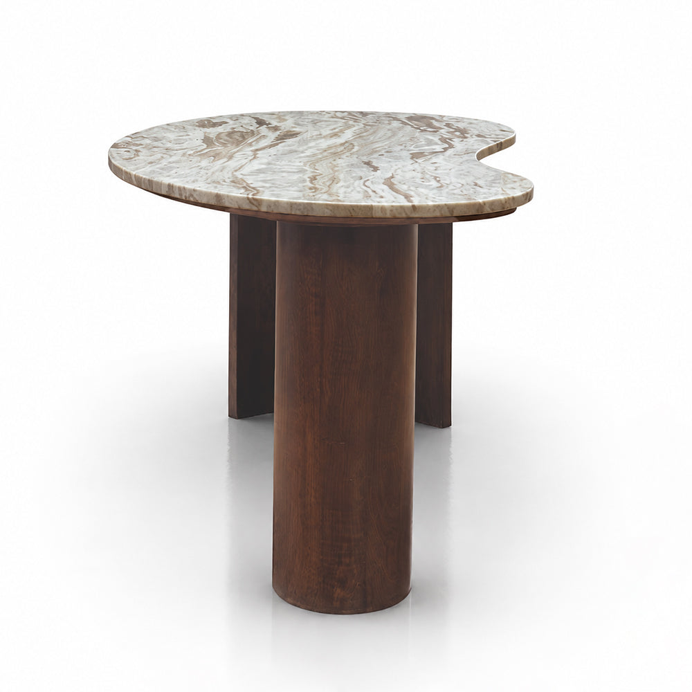 Olly Marble Coffee Table with mango wood leg