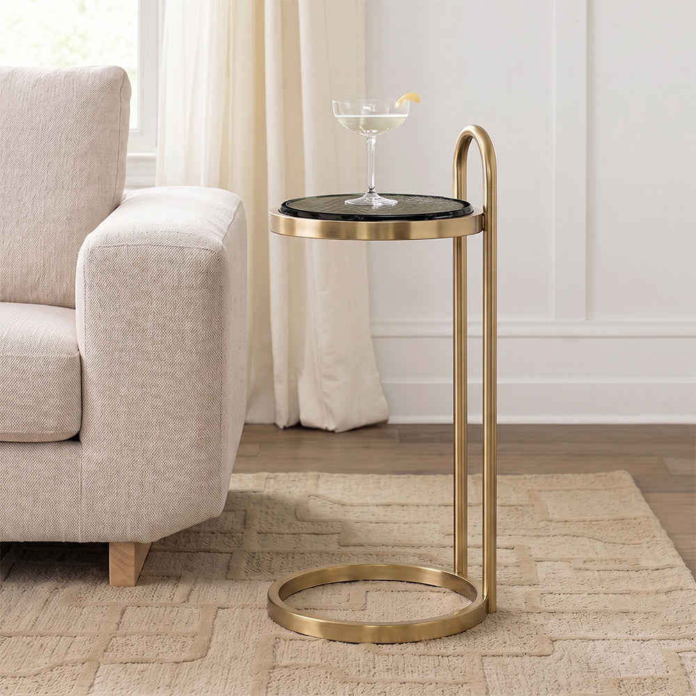 Vena Metal Side Table with Marble
