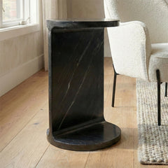 Gergz Black Marble Accent Table