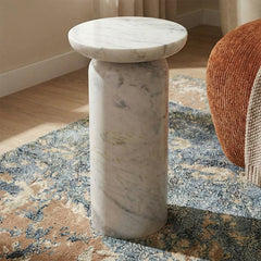 Dekkar White Marble Accent Table