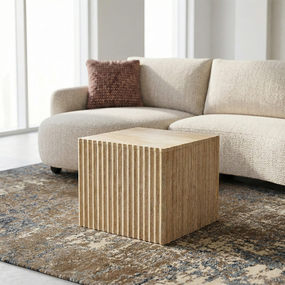 Malo Travertine Marble Square Coffee Table - Large