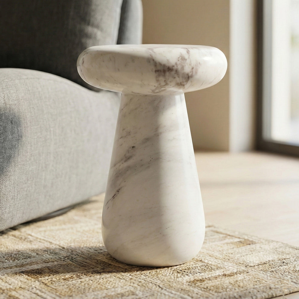 Cupidon Marble Accent Table - White Marble
