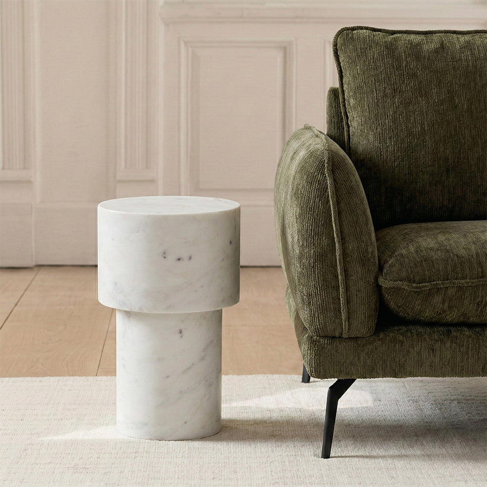 Kaash Circular Accent Table - White Marble