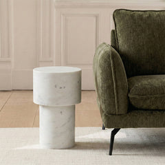 Kaash Circular Accent Table - White Marble