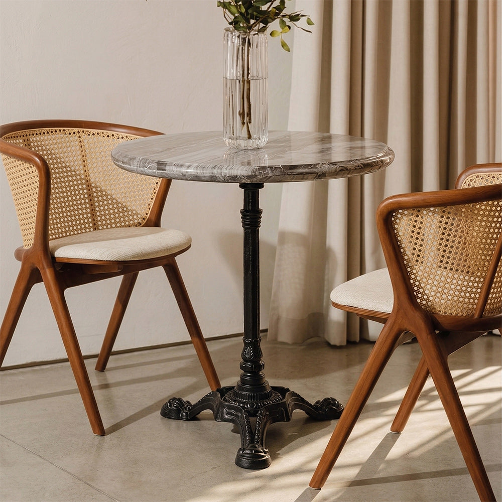 Maro Circular Sawar Marble Café Table with Metal