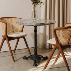 Maro Circular Sawar Marble Café Table with Metal