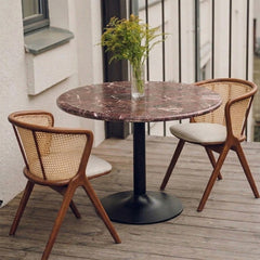 Tyla Oval Red Jasper Marble Café Table with Metal