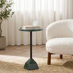 Timo Marble Side Table with Metal - Dark Green