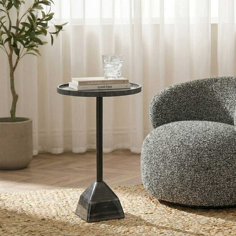 Timo Marble Side Table with Metal - Black
