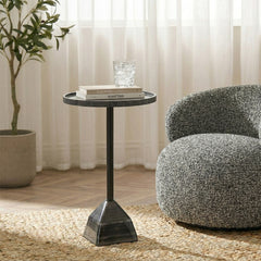Timo Marble Side Table with Metal - Black
