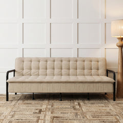 Tufted Convertible 3 Seater Sofa Cum Bed - Brown