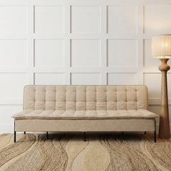Space-Saving Armless 3 Seater Sofa Cum Bed - Brown