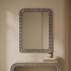 Cosha Rectangular Black White Bone Inlay Mirror