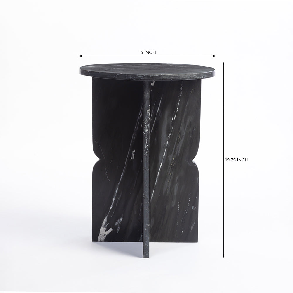 Zuri Black Marble Round Side Table