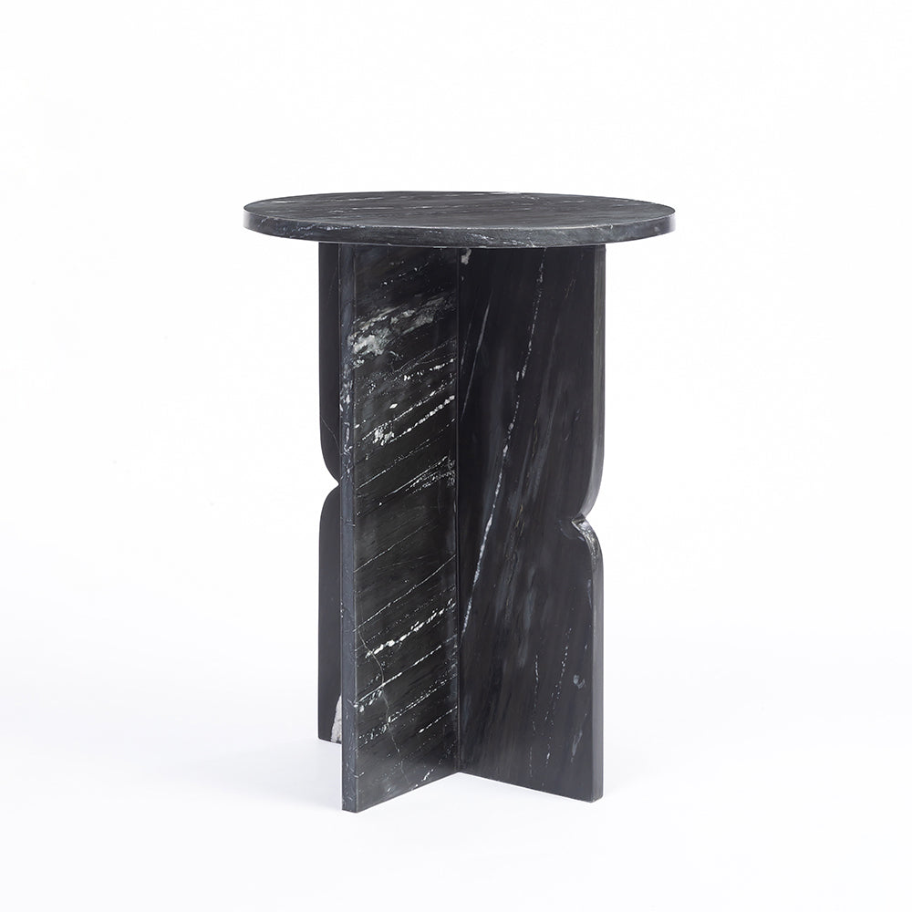 Zuri Black Marble Round Side Table