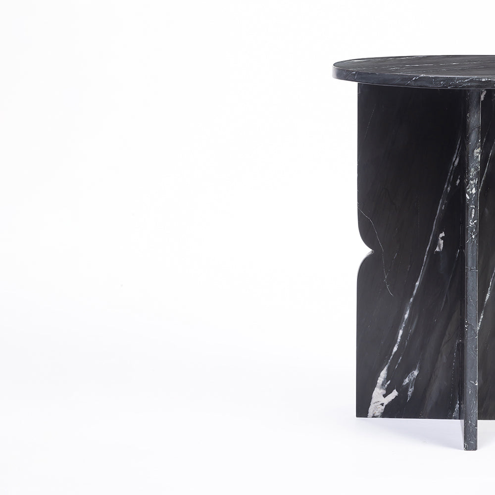 Zuri Black Marble Round Side Table
