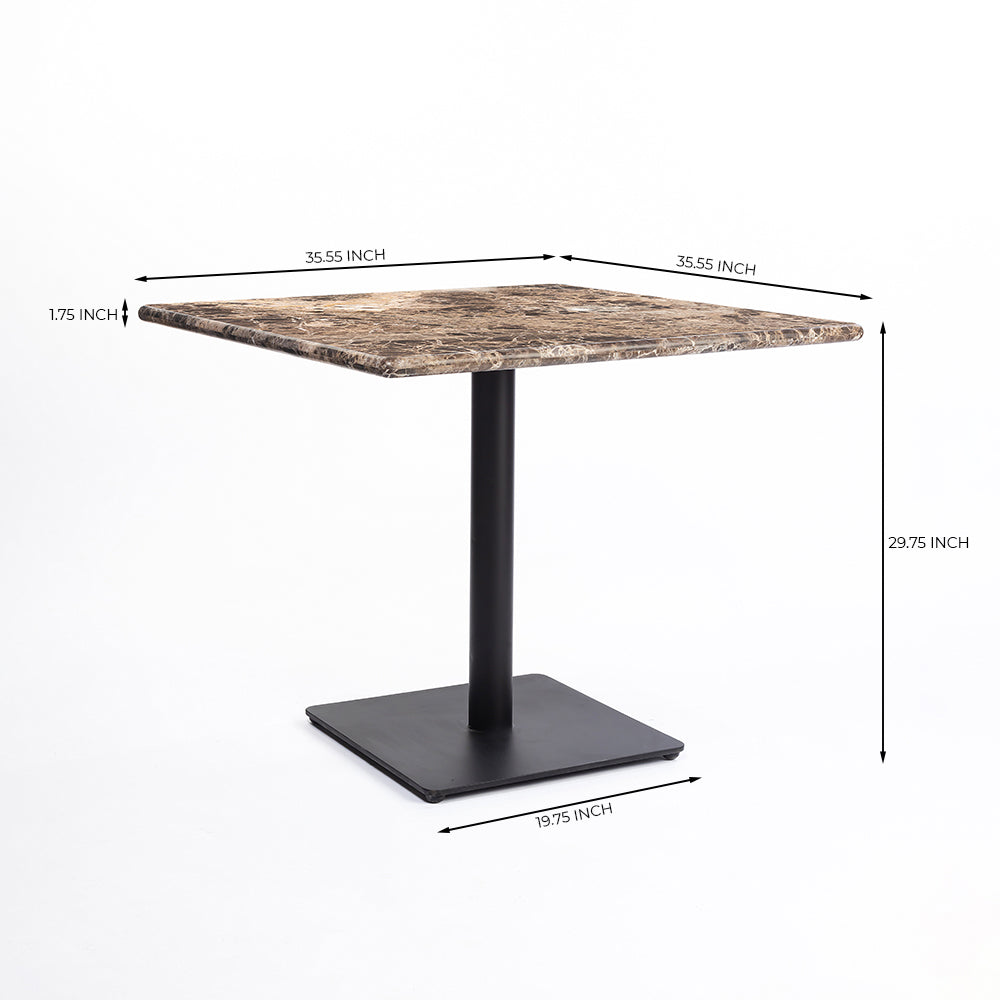 Bello Dark Emperador Marble Restaurant Table with Metal