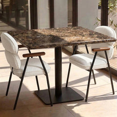 Bello Dark Emperador Marble Restaurant Table with Metal