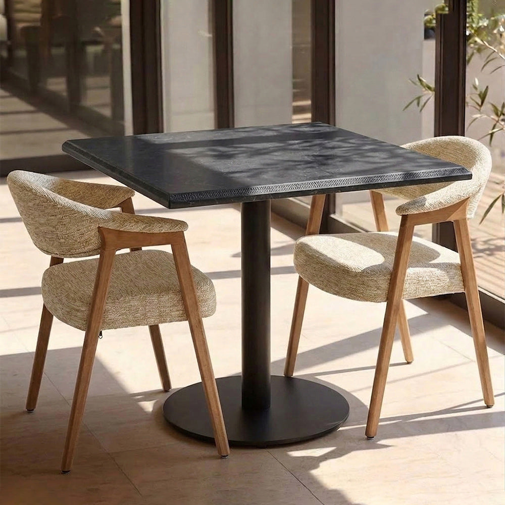 Cleo Black Marble Square Restaurant Table with Metal