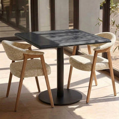 Cleo Black Marble Square Restaurant Table with Metal