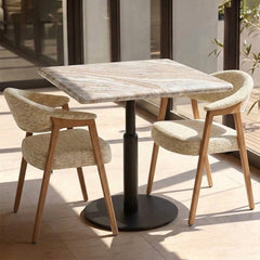 Dion Sawar Marble Restaurant Table with Metal