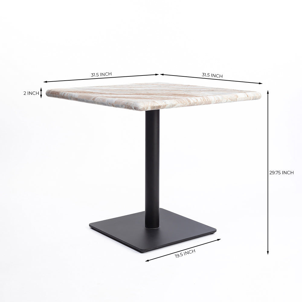 Dion Sawar Marble Square Restaurant Table with Metal
