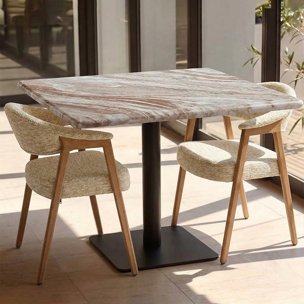 Dion Sawar Marble Square Restaurant Table with Metal