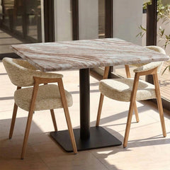 Dion Sawar Marble Square Restaurant Table with Metal