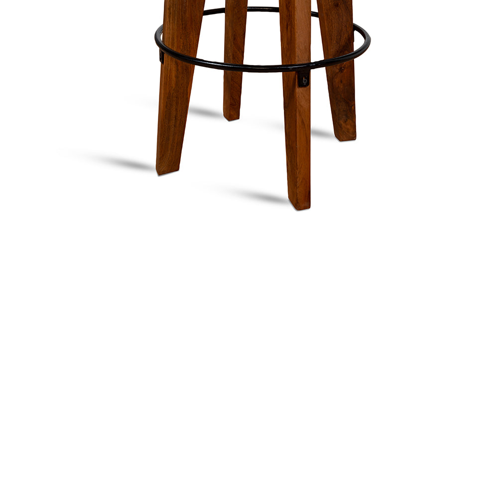 Wooden Figaro Leather Bar Stool with Iron