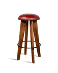 Wooden Figaro Leather Bar Stool with Iron