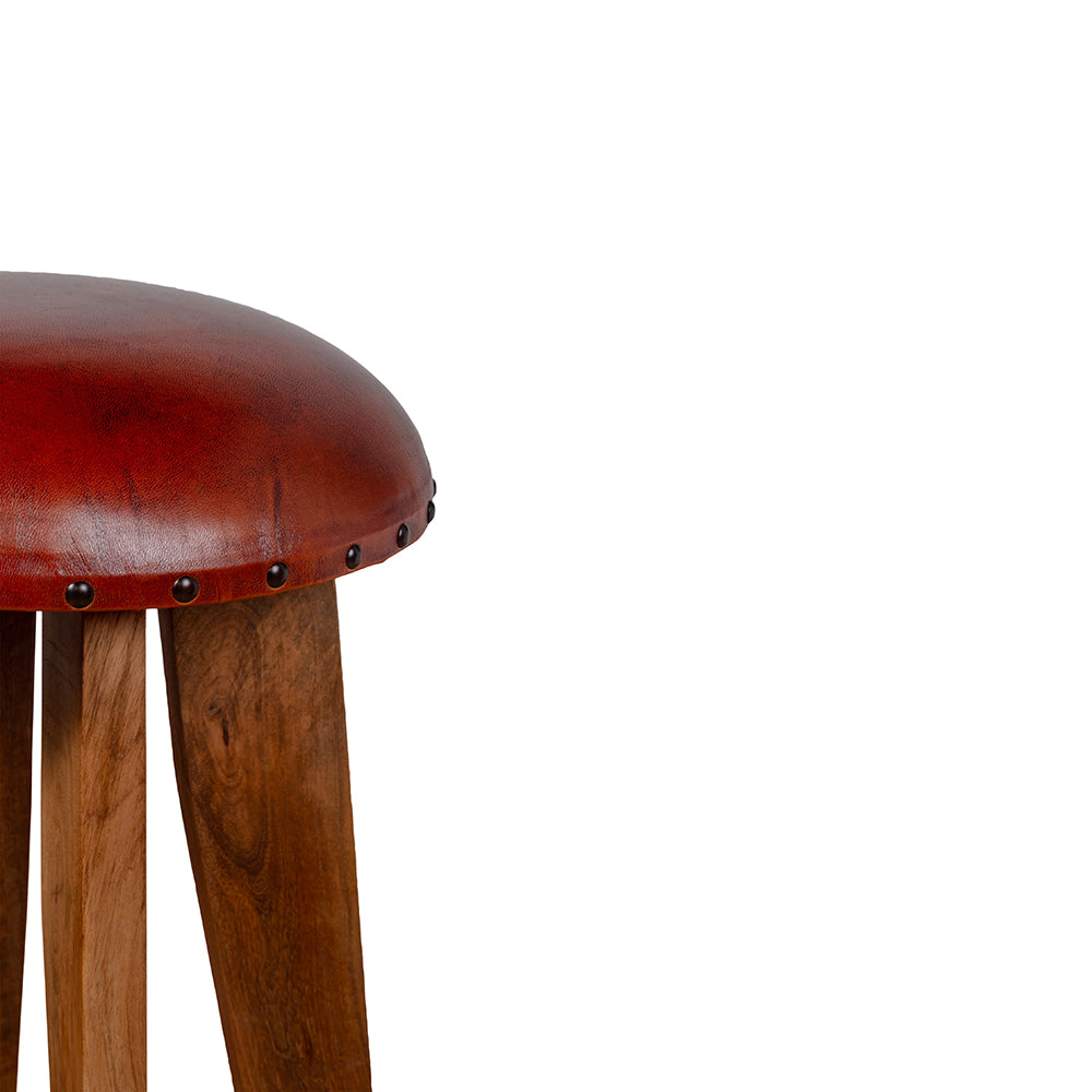 Wooden Figaro Leather Bar Stool with Iron