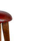 Wooden Figaro Leather Bar Stool with Iron