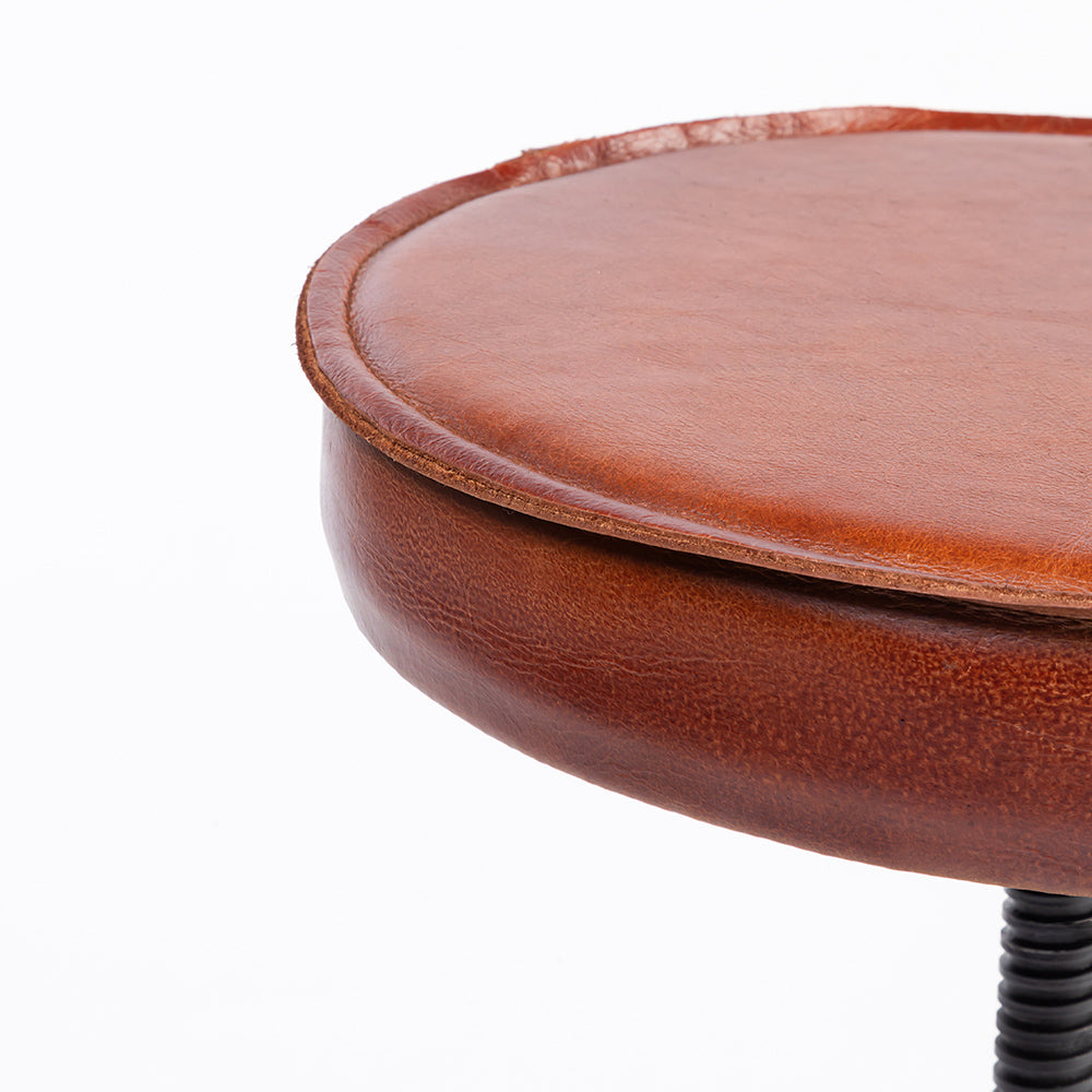 Masque Leather Stool with Iron