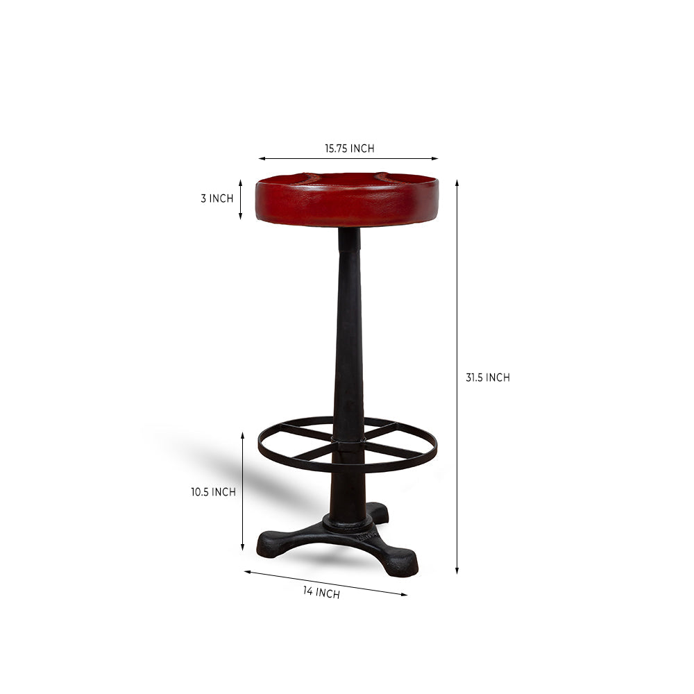 Macron Leather Bar Stool with Iron