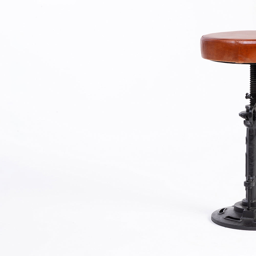 Asturius Leather Stool with Iron