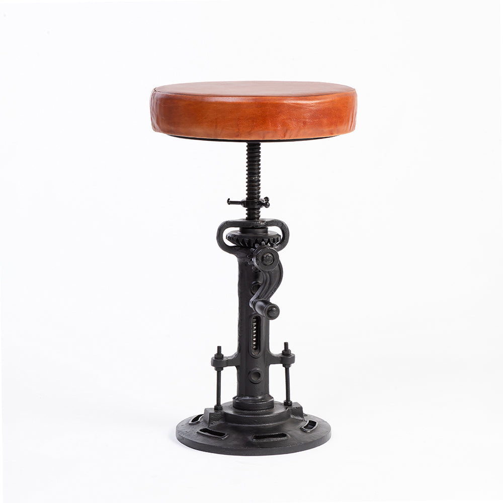 Asturius Leather Stool with Iron