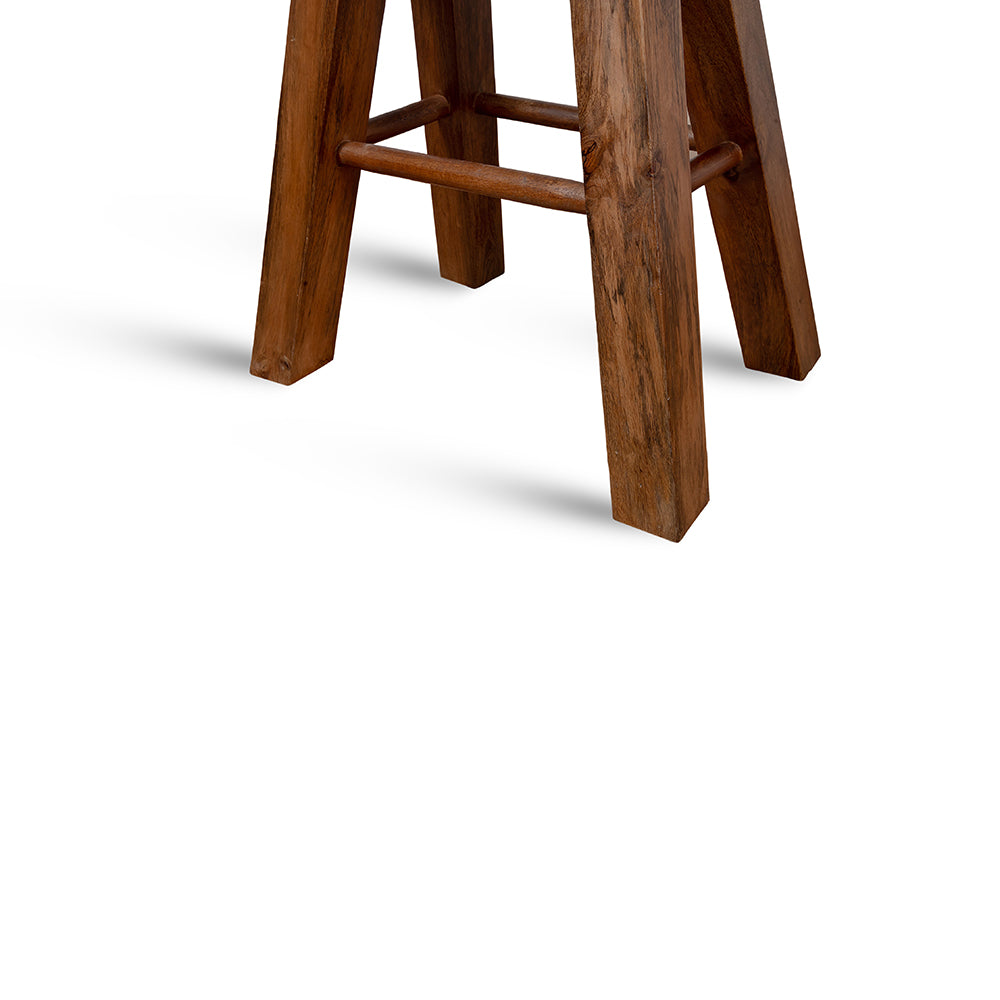 Purpo Leather Bar Stool with Wooden Legs