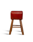 Purpo Leather Bar Stool with Wooden Legs