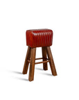 Purpo Leather Bar Stool with Wooden Legs