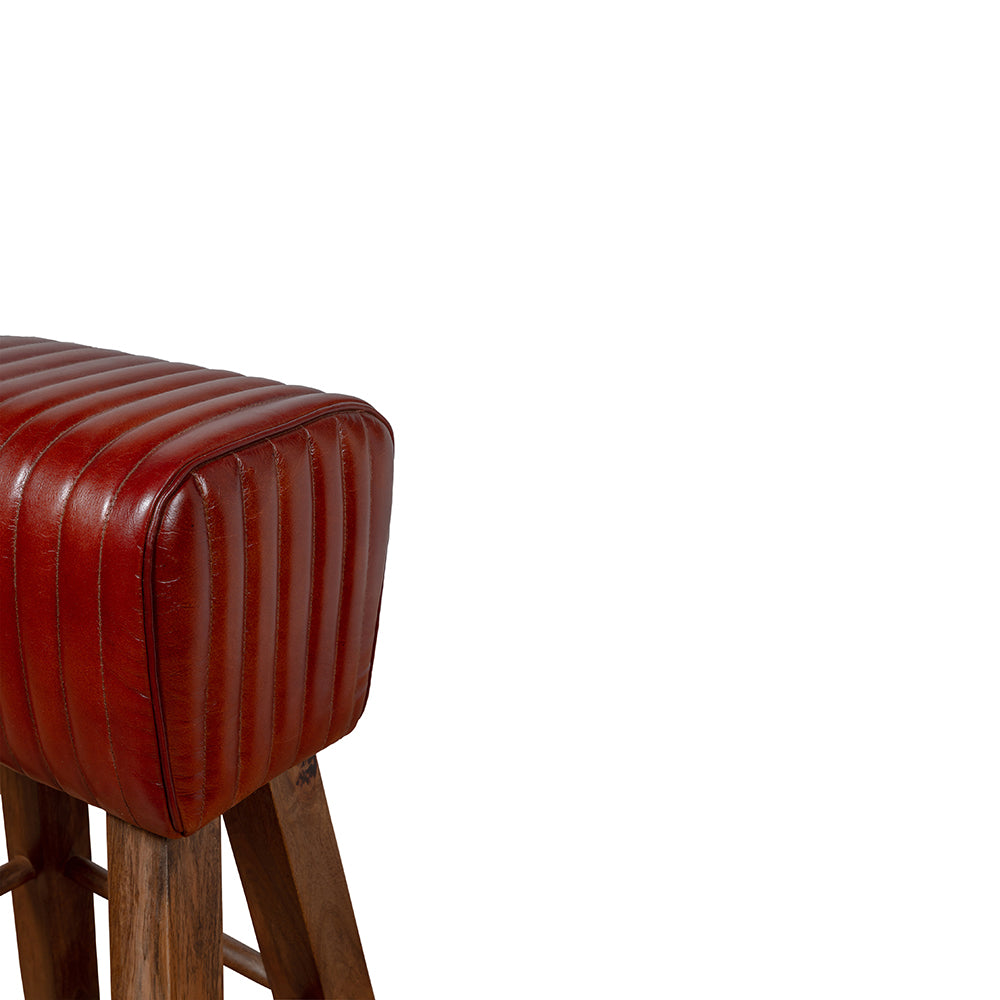 Purpo Leather Bar Stool with Wooden Legs