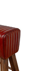 Purpo Leather Bar Stool with Wooden Legs